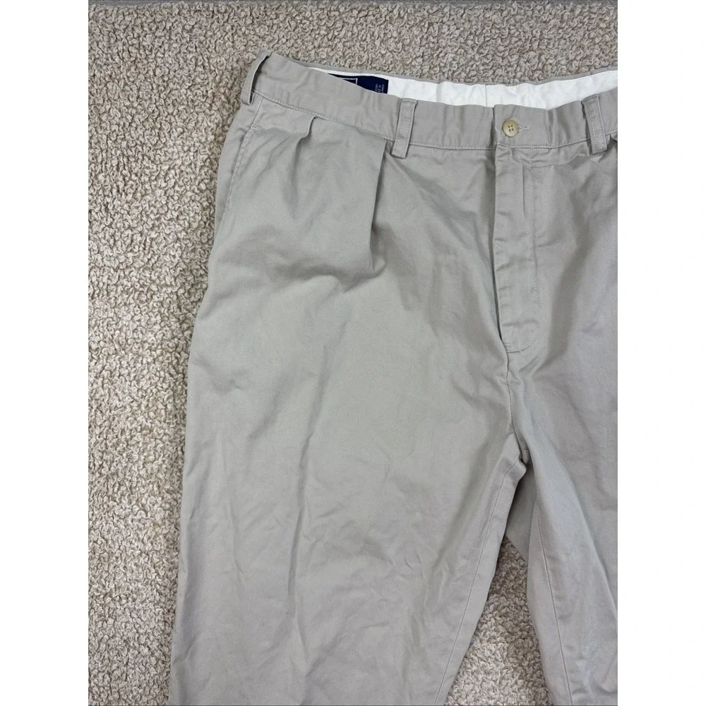 Polo Ralph Lauren Mens Andrew Pant Beige Pleated Cotton Chino Dress Pants 38x30